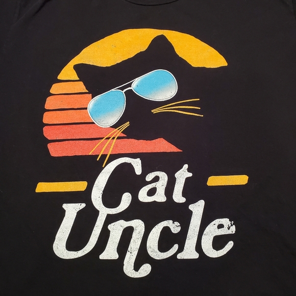 Port & Company "Cat Uncle" t-shirt, black,  size L, cotton, cat with sunglasses. - Picture 5 of 10